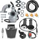 PZ22 Carburetor Carb Air filter Throttle Handle Grips Cable Kit for 110cc 125cc XR50 CRF50 CRF50f CRF110 TaoTao DB14 DB24 SSR110 SSR125 Coolster Apollo Pit Dirt Bike Chinese 4 Wheeler ATV Black