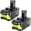 FORNERGY 2-Pack 18v 5.0Ah Lithium lon Rapid Rechargeable Replacement Battery, Compatible with Ryobi 18v One+ Power Tools and Charger P100 P102 P103 P104 P105 P107 P108 P109