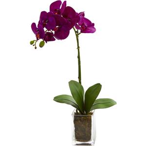 Nearly Natural 20in. Orchid Phalaenopsis Artificial Arrangement in Vase