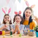 WellSign Easter Bunny Table Wooden Sign Decorations for Home, 3 Pieces Farmhouse Rabbit with Pompom Ball for Tabletop tiered tray Shelf Mantel Party Outdoor Indoor Decor