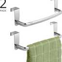 mDesign Steel Metal Wire Over Cabinet Towel Rack Storage Organizer - Hang on Cabinet or Door - Towel Bar Holder for Kitchen - Holds Hand Towels, Washcloths - Spira Collection, 2 Pack, Chrome
