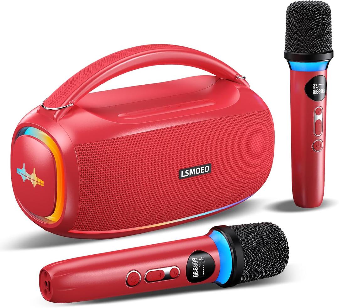 Karaoke Machine for Adults and Kids,Portable Bluetooth 2 Wireless Karaoke Microphone with Holder/USB/TF Card/AUX-in, IPX5 PA Speaker System for Home Party, Picnic,Car,Outdoor/Indoor-Red Karaoke Machine for Adults and Kids,Portable Bluetooth 2 Wireless Karaoke Microphone with Holder/USB/TF Card/AUX-in, IPX5 PA Speaker System for Home Party, Picnic,Car,Outdoor/Indoor-Red