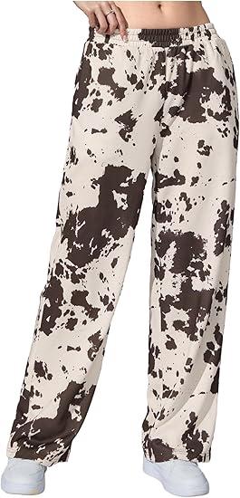 RoseSeek Women's Y2K Camo Maple Leaf Print Sweatpants Baggy Hip Pop Elastic Waist Long Pants Streetwear S