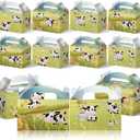 HIDEINLUCK Cow Birthday Party Decorations Treat Boxes Cow Party Favor Bags Goodie Candy Boxes Cow Print Bags for Cow Themed Party Decorations
