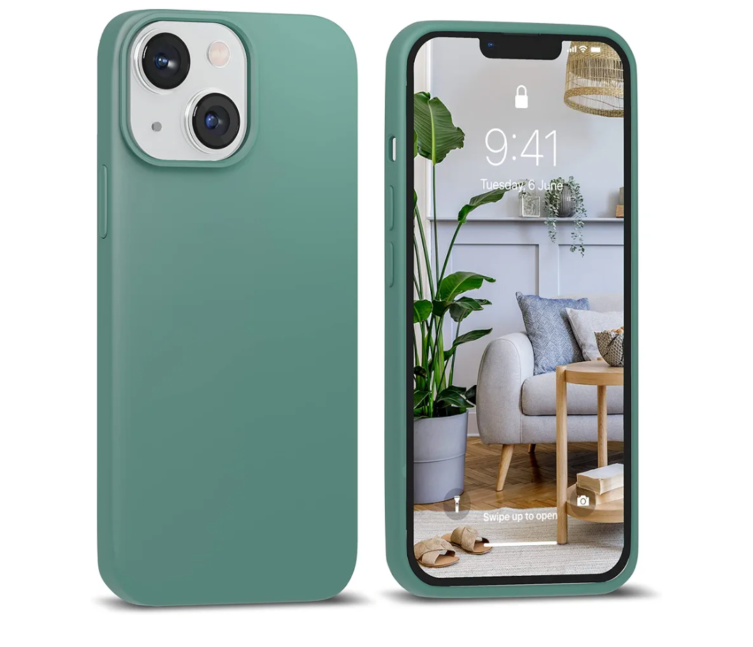IceSword Compatible with iPhone 14 Case Pine Green, Liquid Silicone Case Phone Cover Slim Protective, Soft Anti-Scratch Pine Tree Green [Shockproof], 6.1 inch iP14 - Pine Green