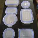 Amazon Basics Leak-Proof Glass Locking Lids Food Storage Containers, 14-Piece Set, 7 Count of Bases and 7 Plastic Lids, Clear, Blue, BPA Free