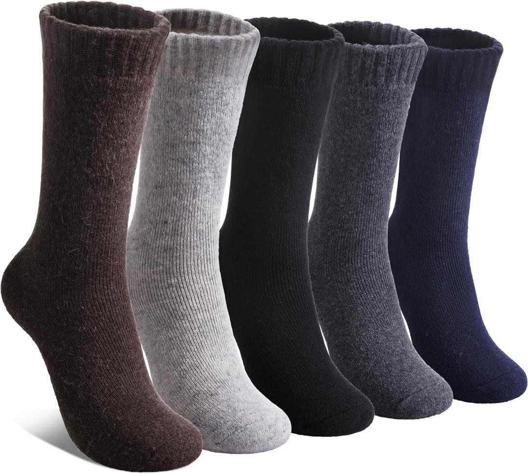 LINEMIN Wool Socks for Women Winter Warm Hiking Thick Warm Cozy Boot Crew Gift Socks 5 Pairs, One Size