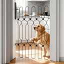 Metal Retractable Dog Gate for Front Door, Adjustable Pet Barrier & Door Blocker, Foldable Gate for Apartments, RVs, Indoor and Outdoor Use, 26 x 30