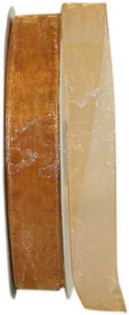 Reliant Ribbon Chiffon Mono Sheer Ribbon, 7/8 Inch X 100 Yards, Old Gold