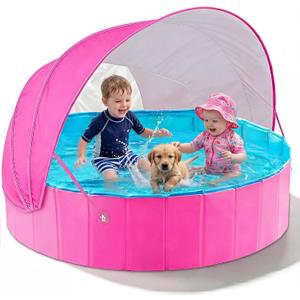 Jasonwell Kiddie Baby Pool with Canopy - Foldable Infant Toddler Kids Pool with Shade Baby Beach Essentials Tent Swimming Wading Pools for Toddlers 1-3 + Kids Dogs Ball Pit Backyard Water Play R, 48"