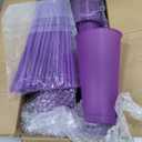 Amyhill 24 Pcs Reusable Glitter Cups with Lids and Straws 24 oz Plastic Tumbler Iced Coffee Cup Travel Mug for Smoothie Juice Birthday Sleepover Party Supplies for Valentine Girl(Purple)