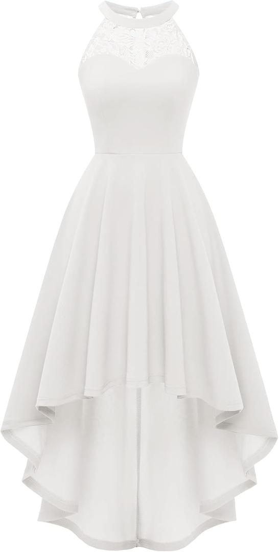 Bbonlinedress Womens Cocktail Dress Hi Lo Formal Evening Party Wedding Guest Bridesmaid Dresses , Small, White 