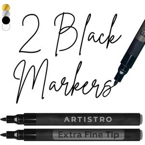 ARTISTRO 2 Black Acrylic Paint Markers - 0.7mm Extra Fine-Tip Paint Pens - Perfect for Crafting, Art Projects, & More