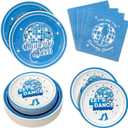 180PCS Dancing Queen Party Supplies Serve 60,Blue Disco Paper Plates and Napkins Kit for 70s Disco 17th Birthday Bachelorette Party Decorations,Includes Dinner and Dessert Plates, Napkins