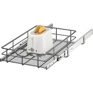 Pull Out Shelves - 14" W x 22" D Soft Close Pull Out Cabinet Organizer 1 Tier - Sliding Shelves with Shelf Liner - Heavy Duty Steel Wire Drawers for Kitchen Cabinets, Pantry, Bathroom
