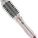 TYMO Thermal Brush Curling Brush - STYLUX 1.5 Inch Blowout Volumizer with Flexi-Fit for Hair Straightening, Heated Round Styler Tool, Hair Straightener and Curler 2 in 1, Dual Voltage, Gold
