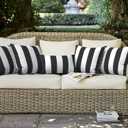 LVTXIII Outdoor Throw Pillows 18x18 Patio Waterproof Square Pillows with Piping Fade Resistant Accent Pillow for Spring Summer Garden Decoration, Set of 2, Cabana Black