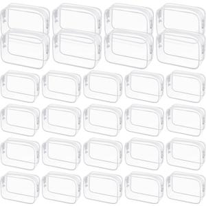 28 Pack Clear Cosmetic Bags Makeup Bags Bulk, Portable Waterproof Travel Toiletry Bag Organizer Plastic Toiletry Carry Pouch with Zipper, for Travel Women Men Bathroom Organizing, 7.1"x 4.7"x 2.4"