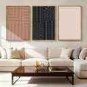 ANHUIB Neutral Abstract Modern Canvas Wall Art Set of 3 Framed Black and White Beige Wall Decor Boho Minimalist Artwork for Walls Geometric Line Painting for Living Room Bedroom Office 16x24 Inch