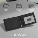 Slim Bifold RFID Blocking Full Grain Genuine Leather Front Pocket Minimalist Thin Wallet with Money Clip for Men - (SB20) (Midnight Cinder)