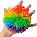 4.5 Inch Large Rainbow Stringy Ball - Silicone Bouncing Fluffy Juggling & Stress Ball for Kids & Adults