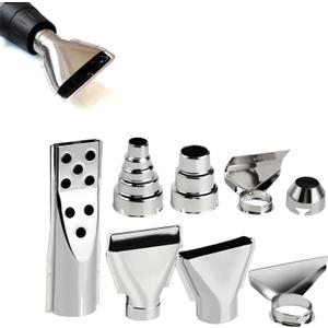 8 Pcs Heat Gun Nozzle Attachments, 35-42mm Stainless Steel Heat Gun Nozzles Kits Shrink Wrap Hot Air Gun Accessories Tools Kit (8 piece set)
