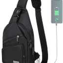 AMJ Crossbody Sling Bag Men Women, Casual Shoulder Backpack, Chest Daypack Satchel for Hiking Travel (Small, Black)