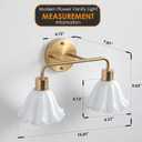 2 Light Gold Brass Bathroom Light Fixture,Brush Gold Vanity Lighting Over Mirror,Cute Milk White Glass Flower Lampshade,E26 Socket(Bulbs Not Included)