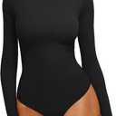 REORIA Women's Boat Neck Long Sleeve Bodysuit Basic Going Out Body Suits Tops 2025 Black, S