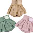 Female Dogs Diapers Belly Bands(3Pack), Washable Reusable Female Skirt Doggy Wraps Panties for Doggie Puppy Pooping Potty Training Incontinence Marking Paal para Perro Medium (Pink,Green,Champaign Gold)