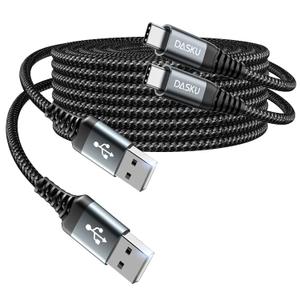USB A to USB C Cable [2 Pack 3FT], USB C Cable Fast Charging, Upgraded Extra Durable Braided USB to USB C Charger Cord Compatible with iPhone 17 16 15 Pro Max,Samsung Galaxy S10, LG and More-Black