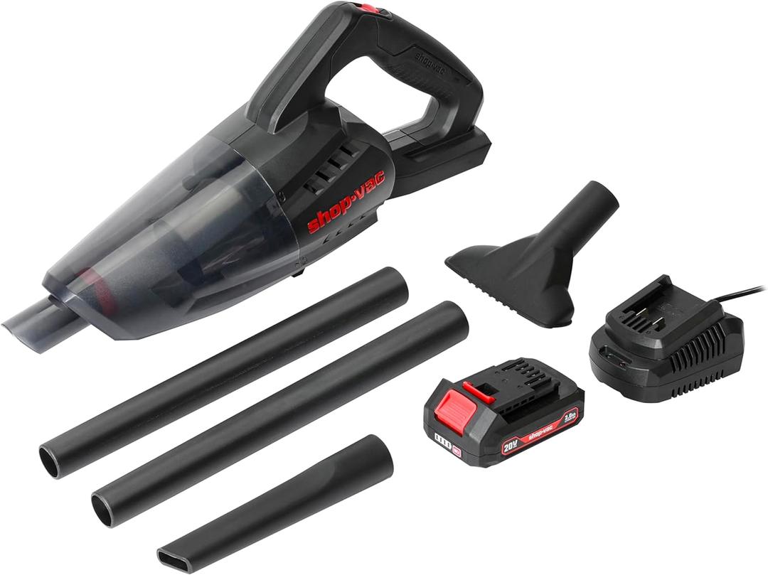 Shop-Vac 5430087 Handheld Vacuum, Cordless Rechargeable Lithium 20V, Lightweight Design, Ideal for Quick Cleanups in Home, Garage, and Vehicle Shop-Vac 5430087 Handheld Vacuum, Cordless Rechargeable Lithium 20V, Lightweight Design, Ideal for Quick Cleanups in Home, Garage, and Vehicle