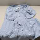 CCTOO Women's Summer Dresses Casual V Neck Button Down 3/4 Sleeve Floral Print Loose Flowy Shirt Dress (Gray Blue, Medium)