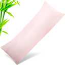 Body Pillow Cases Cover, Bamboo Rayon Pink Body Pillowcases with Zipper Closure, Cooling and Breathable Pillow Case for Hot Sleepers and Night Sweats, 20x54 inches