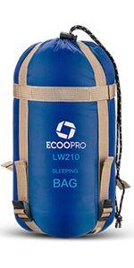 ECOOPRO LW210 Blue Waterproof Lightweight Warm Weather Sleeping Bag