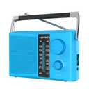 LEOTEC AM/FM Radio with Best Reception, AC or Battery Operated Portable Radio with Big Speaker, Large Tuning Knob, Clear Dial, Earphone Jack for Gift, Elder, Home (Blue) 