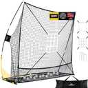 PodiuMax 7x7 Baseball & Softball Net with Upgraded Triangular Base, Large Ball Collection System, Softball Pitching Net with 2 Strike Zone, Baseball Nets for Batting Pitching Fielding