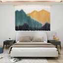 laddawan Extra Large Boho Wall Decor For Bedroom Macrame Wall Hanging Dip-Dyed Tapestry Modern Wooden Home Wall Art For Living room (Yellow)