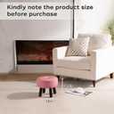 Small Foot Stool Round Pouf Ottoman, 13'' Leather Foot Rest with Non-Skid Rubber Legs, Foolstool Ottomans for Couch, Sofa Footrest Step Stool for Living Room Bedroom Entryway Office, Pink