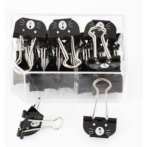 Cute Cat Metal Binder Clips 20Pcs Black Medium Paper Clamps for School Home Desk Organizers Office Supplies
