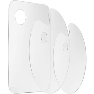 3pcs Acrylic Paint Palette Clear Art Palette for Adults & Kids, Transparent Non-Stick Oil Paint Palette with Protective Film for DIY Craft Art Painting Plate