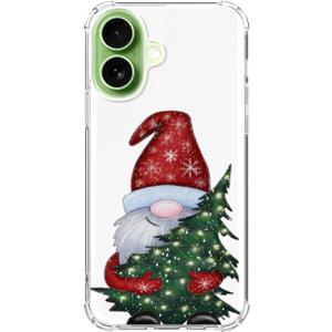 Liehad Christmas Gnome Tree Phone Case Compatible with iPhone 17, Cute Christmas Festival Phone Cover, Soft Shockproof Protective TPU Case