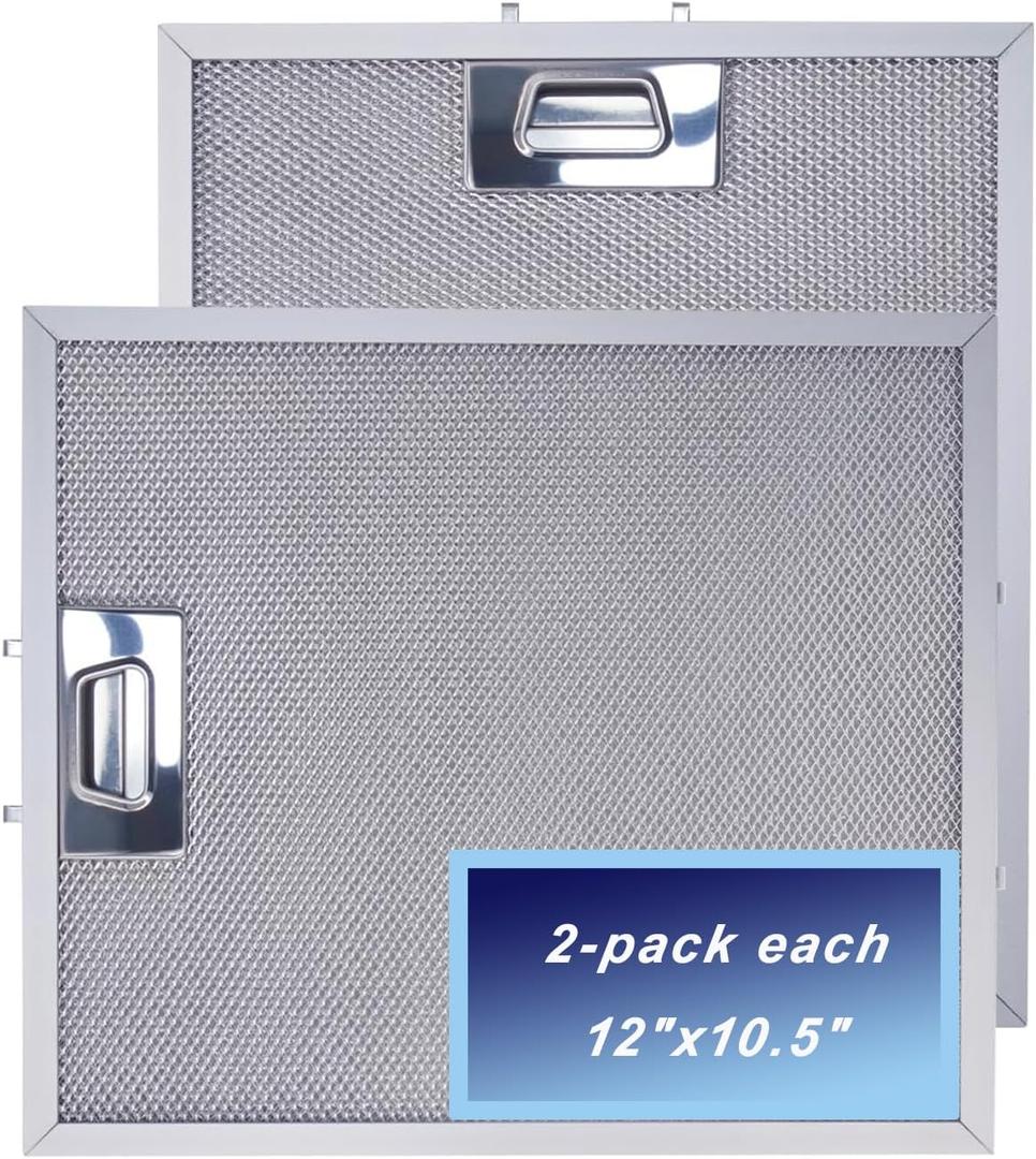 Upgraded W10169961A Range Hood Filter Fit for whirl-pool Range Hood Filter and Samsung Kitchen Aid GE Ikea Thermador etc the stove vent hood filters by size12"x10.5" 2pack