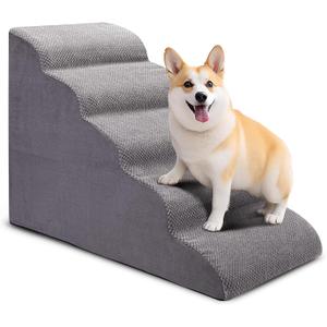 CiWiVOKi Dog Stairs for Bed and Couch, Non-Slip 5-Step Pet Stairs, 24" High Sofa Foam Dog Ramp - Best for Small Pets, Dogs and Cats with Joint Pain