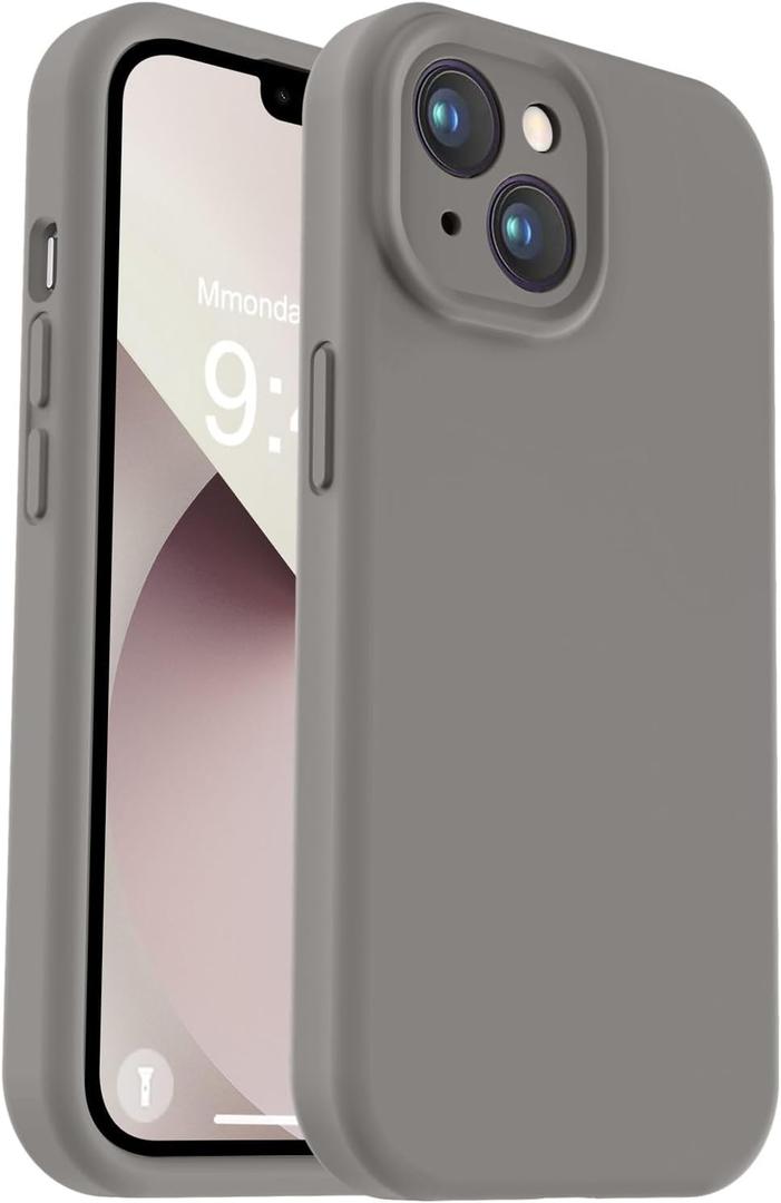 Vooii Compatible with iPhone 13 Case, Liquid Silicone Upgrade [Camera Protection] [Soft Anti-Scratch Microfiber Lining] Shockproof Phone Case for iPhone 13 6.1 inch - Natural Titanium