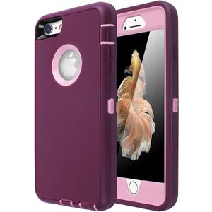 AICase iPhone 6/6S Case, Heavy Duty 3 in 1 Rugged Shockproof Cover with Built-in Screen Protector (Pink/Purple)