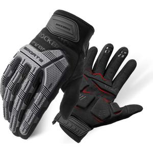 ROCKBROS Mountain Bike Gloves with Gel Pad Touch Screen Knuckle Protection for BMX MX ATV MTB Racing Black