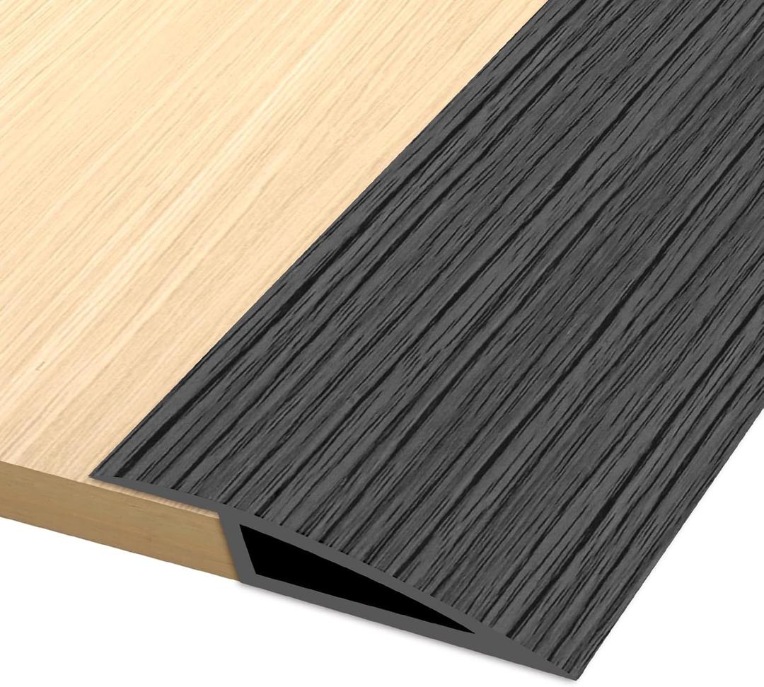 Vinyl Door Threshold Flooring Transition Strip Self Adhesive Carpet Edging Strip for Laminate Doorway Edge Threshold from 1/5" to 2/5" (Dark Gray Wood Grain, 3.3 Ft) (1/5" to 2/5", 3.3Ft, Dark Gray Wood Grain)