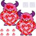 chiazllta 2Pcs Valentine's Day Dart Board Sticky Balls Toys Games Cartoon Monster Darts with 6 Sticky Balls Valentines Dart Board Game for Kids Indoor Outdoor Sports Classroom Gifts Party Games