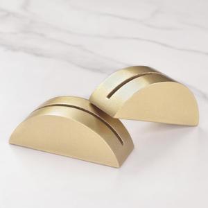 UNIQOOO 10 Pack 3.3" Arch Gold Wood Stand with 1/8" Slot, for Wedding Acrylic Table Number Sign, Wedding Display Stand, Card Holder, Great for Bar Menu, Retail Sign, Party and Events